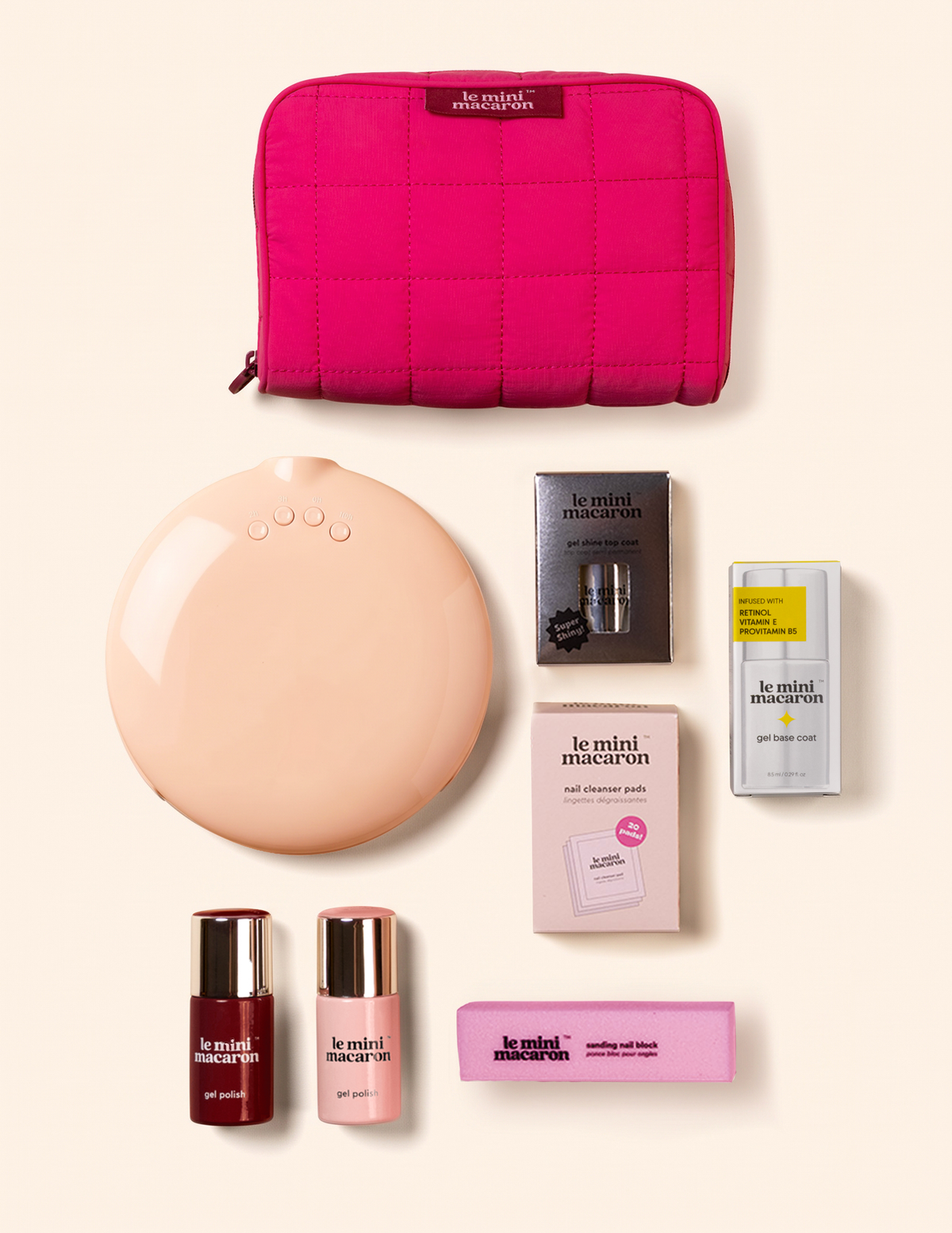 Flat-lay image of the At home gel manicure bundle from Le Mini Macaron.