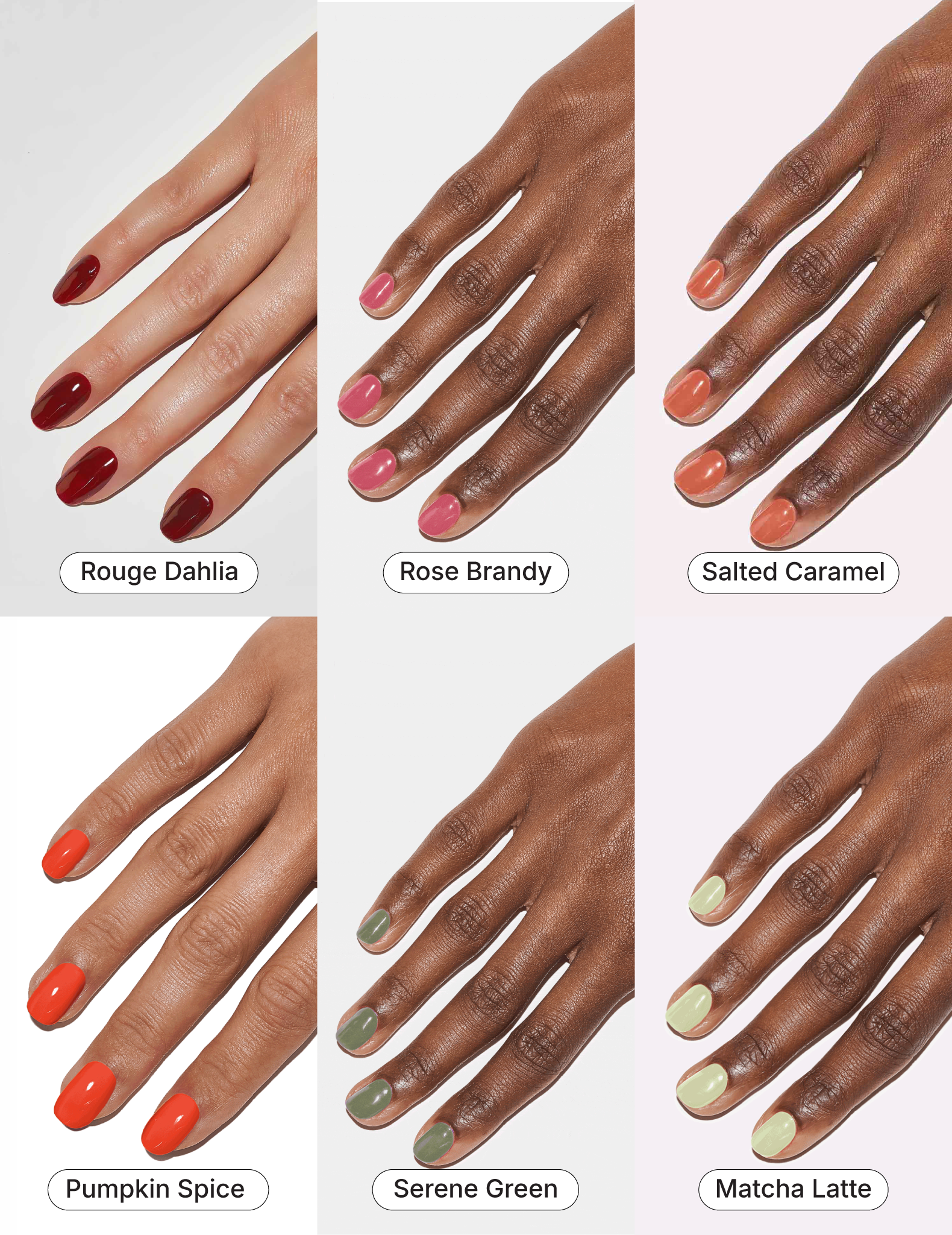 Finished multi-tone DIY gel manicure featuring Le Mini Macaron gel polish colors.