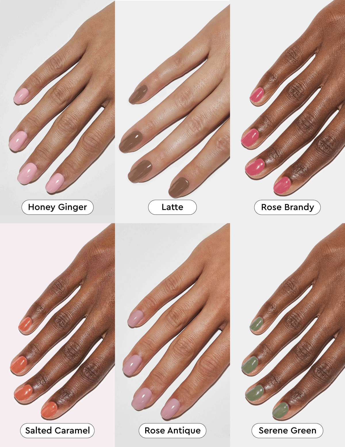 Finished warm multi-tone autumn gel manicure using the Le Mini Macaron Toasted Fall bundle.