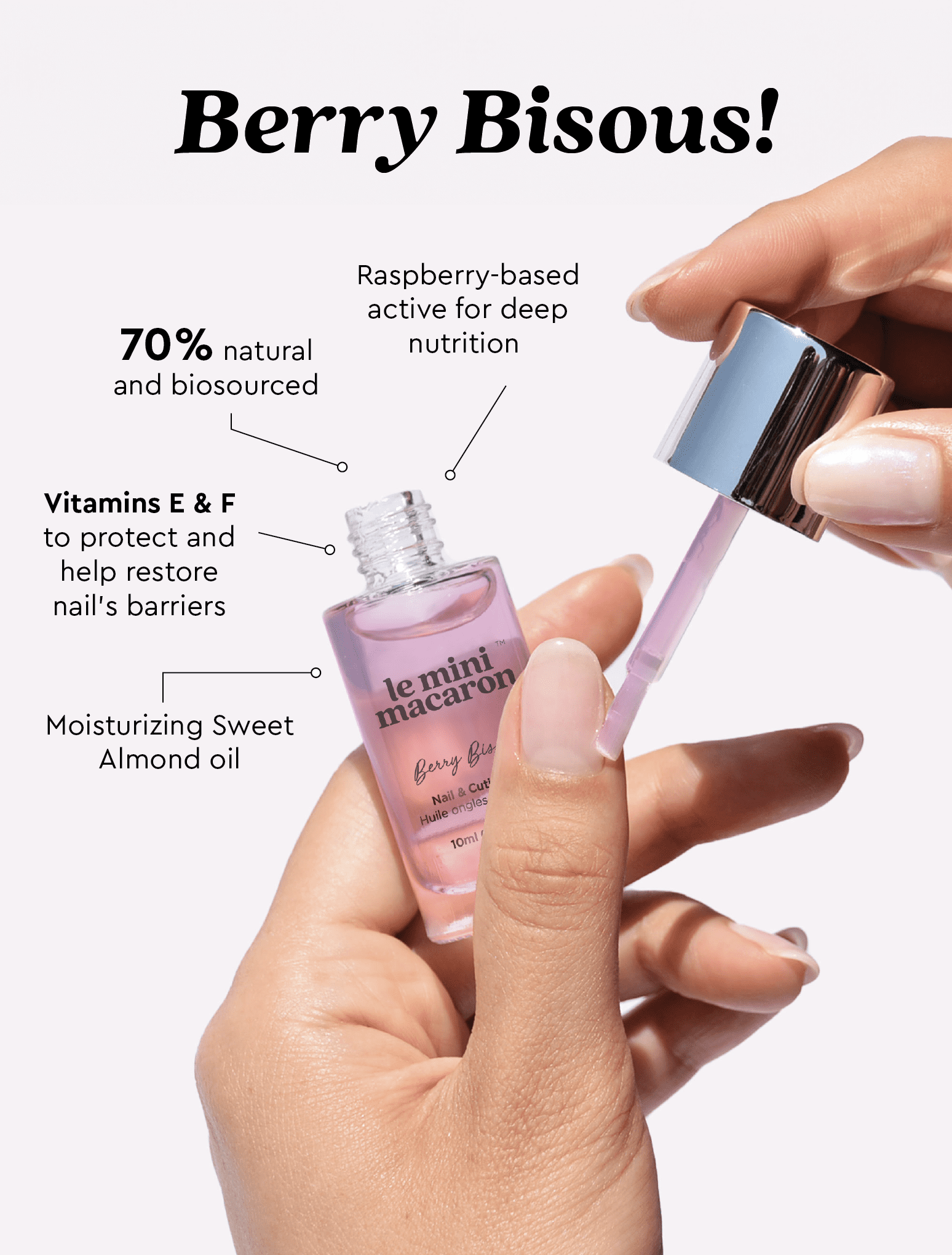 Berry Bisous - Aceite de frambuesa para uñas y cutículas