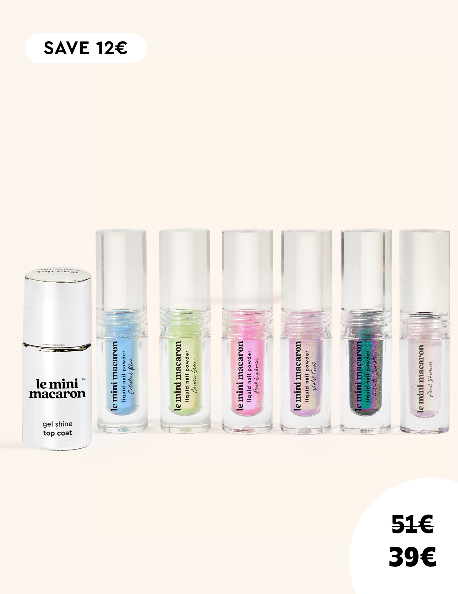 Pack Poudres Liquides pour les Ongles Stardust & Top Coat