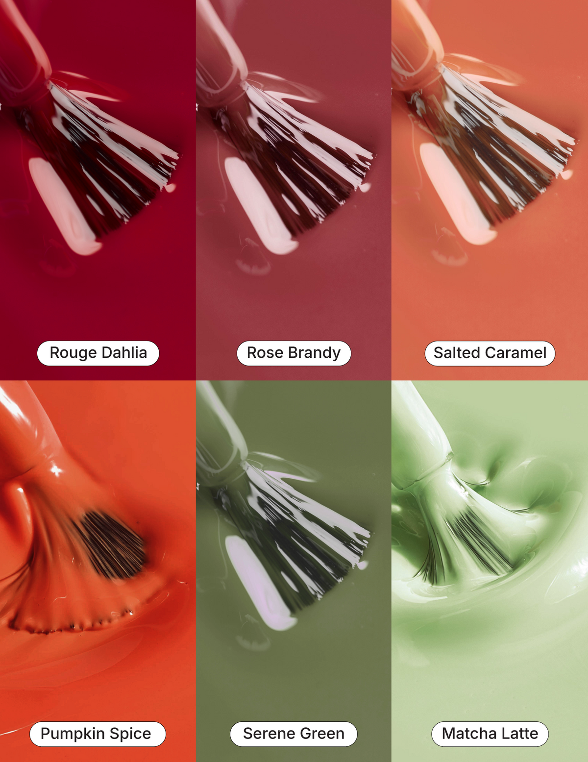 Close-up swatch of glossy Le Mini Macaron gel polish textures on applicator brushes.