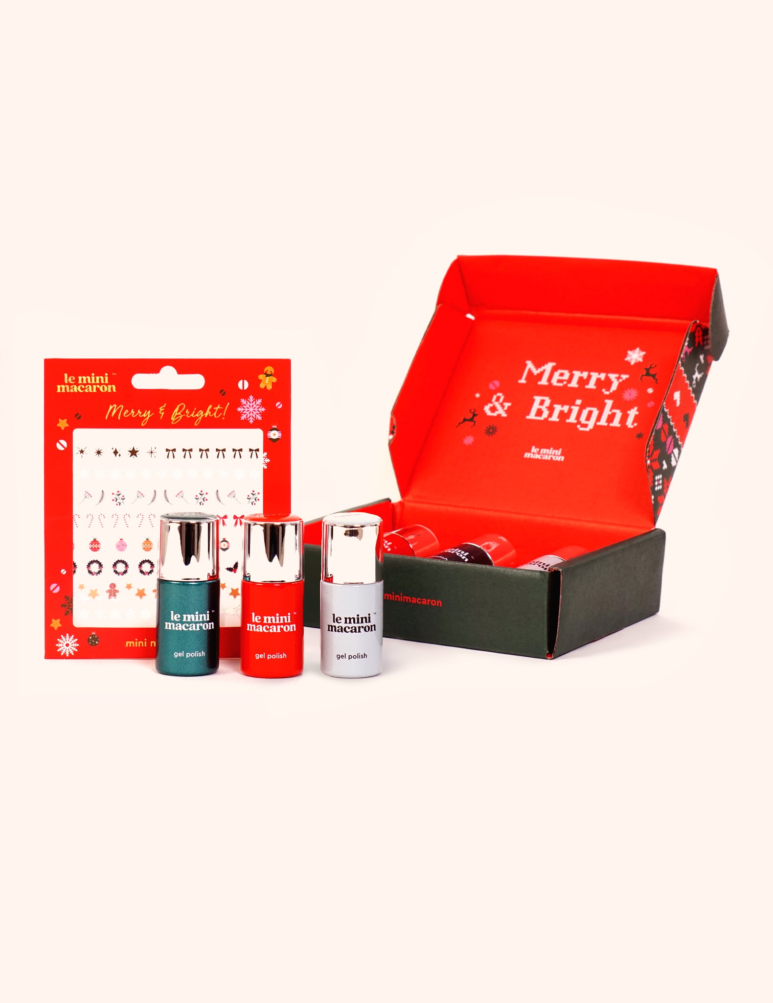 Merry & Bright - Trio de vernis semi-permanents et stickers