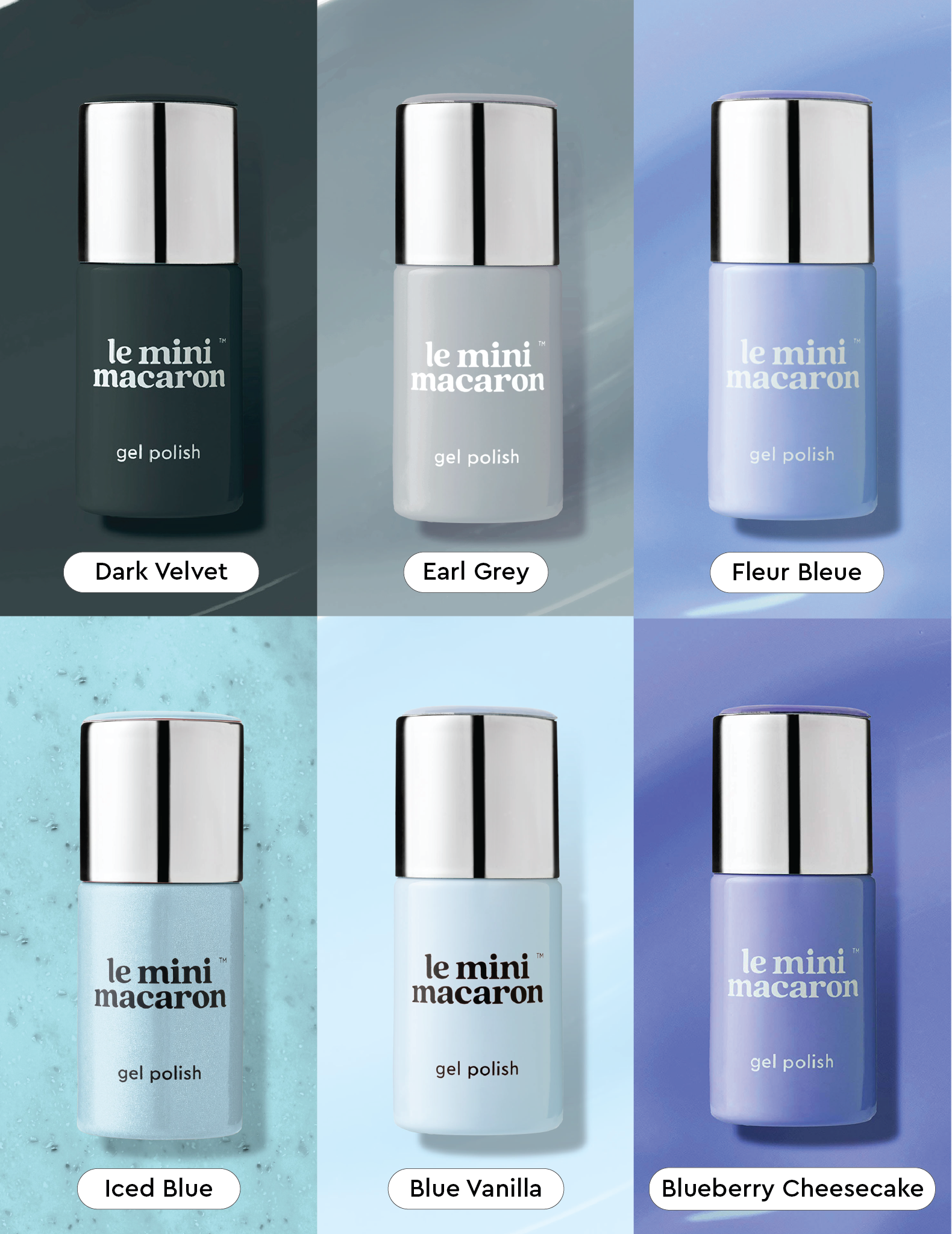 Bleus & Gris – Set de Vernis Semi-Permanents