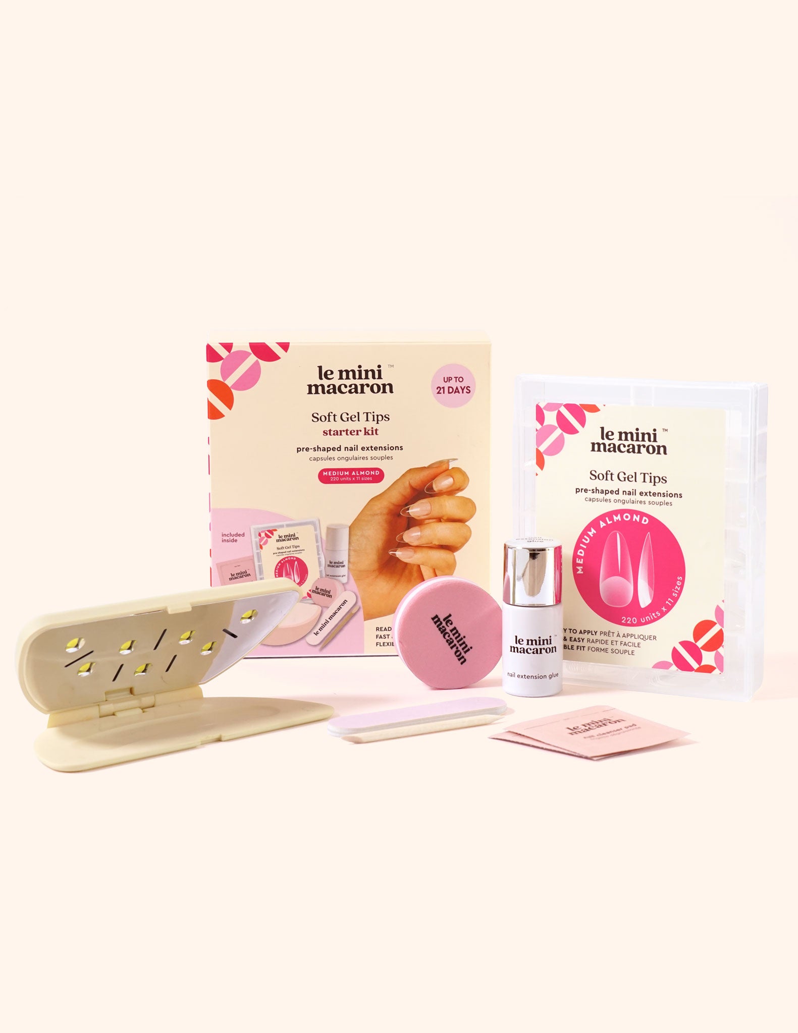 Le Soft Gel Tips - Medium Almond Starter Kit