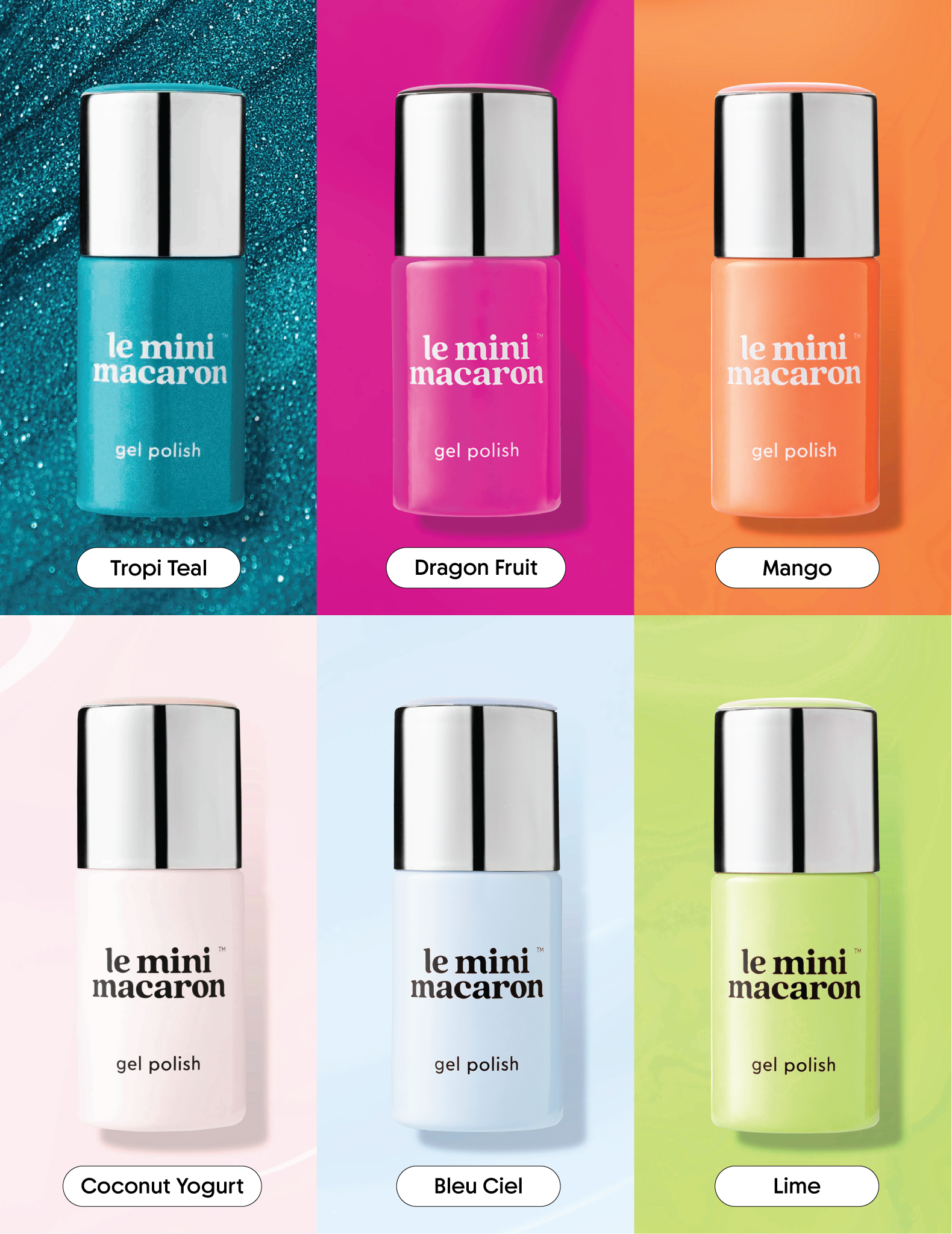 Tropic Like It’s Hot summer bundle featuring six gel polish shades by Le Mini Macaron