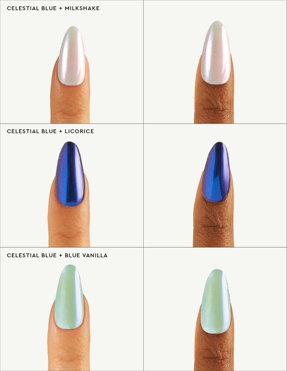 Celestial Blue - Liquid Nail Powder - Gel Topcoat & Powders
