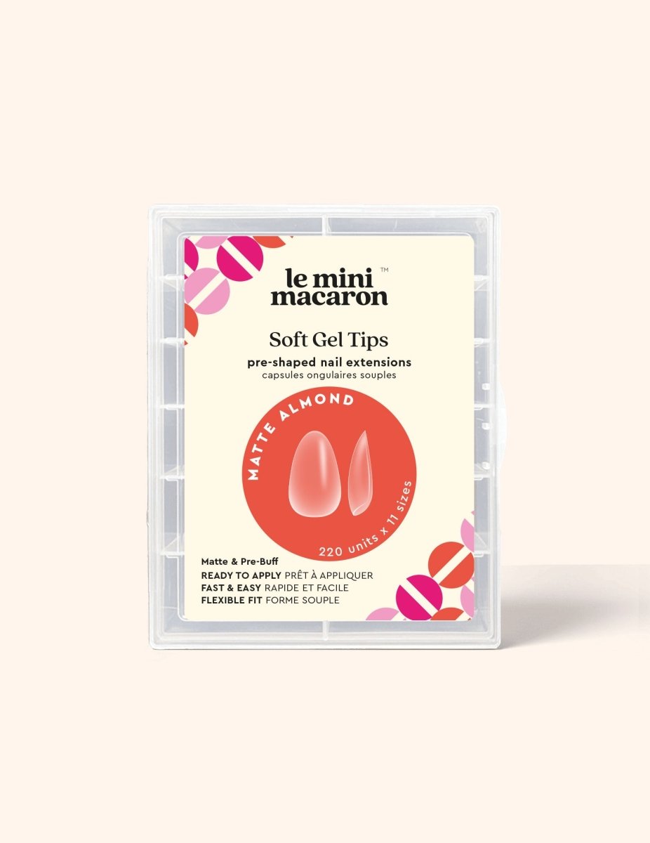 Matte Almond Soft Gel Tips with pre-buffed medium-length almond nail extensions